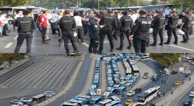 Harem'de minibüsçü gerginliği! Polis yollarını kesti