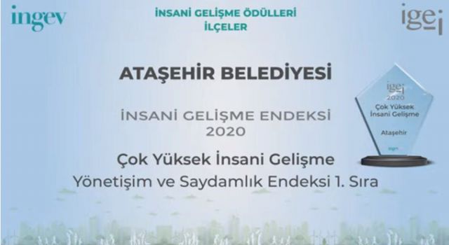 Ataşehir Belediyesi’ne çok yüksek insani gelişme ödülü