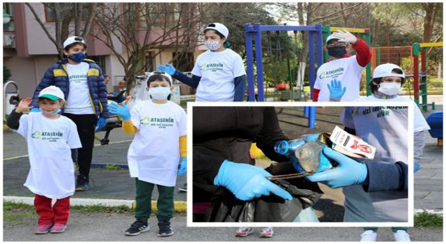 Ataşehirli çocuklar güle oynaya atık topladılar