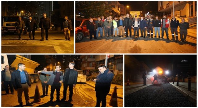 Başkan Adıgüzel gece çalışmalarını denetledi